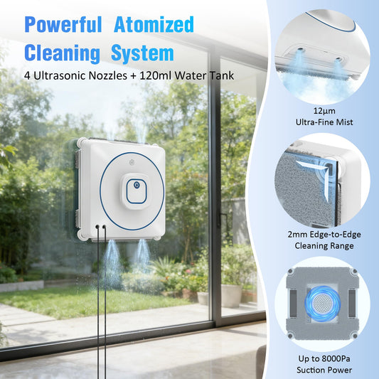 BINMIT Window Cleaning Robot 8000Pa Smart Auto Spray Glass Cleaner