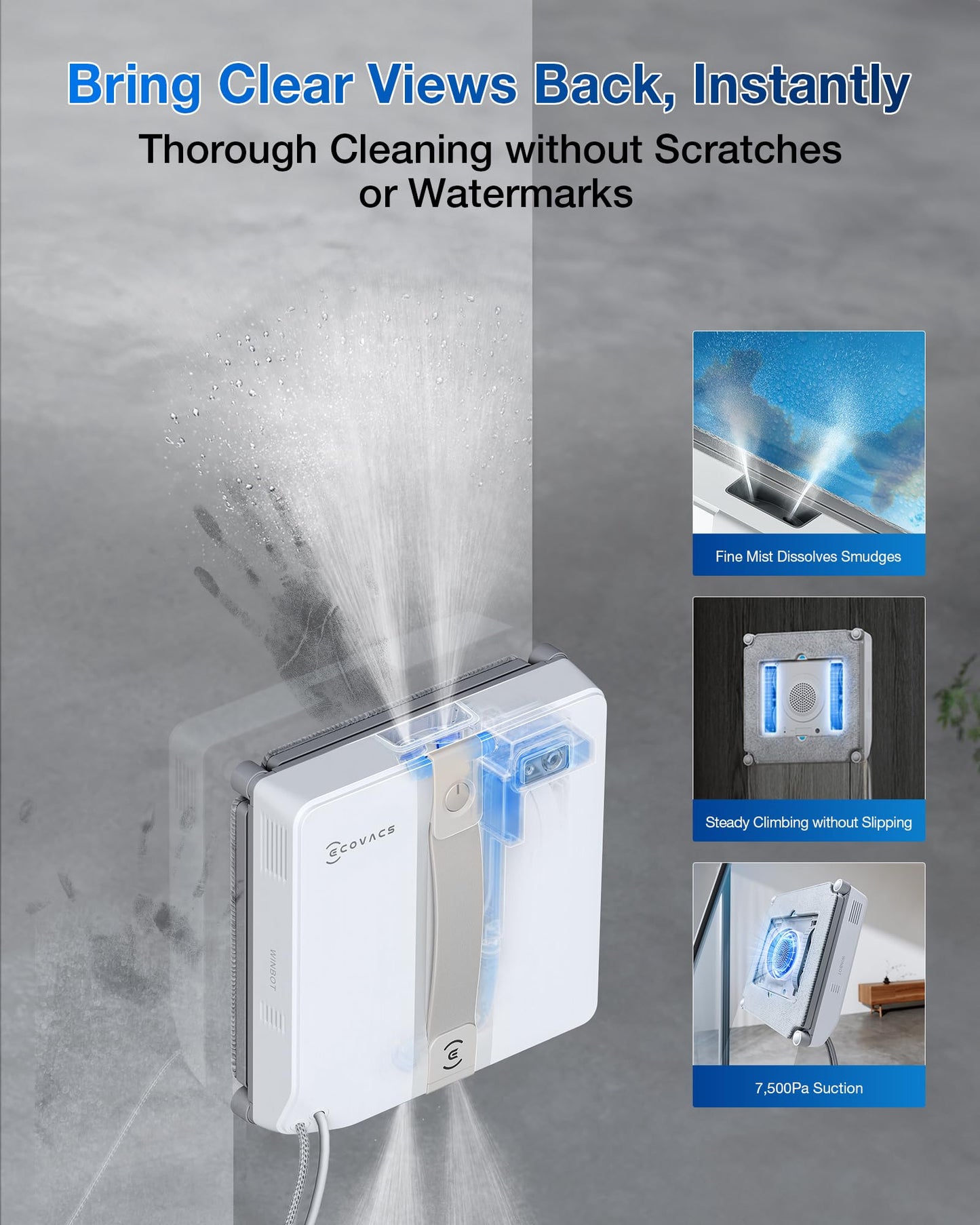 ECOVACS WINBOT Mini Smart Window Cleaning Robot Ultrasonic Spray