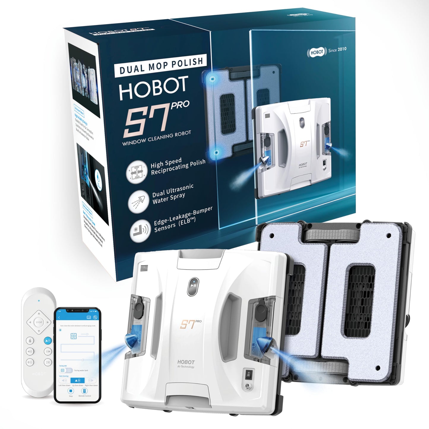 HOBOT S7 Pro Window Cleaning Robot Ultrasonic Spray 4800Pa Smart