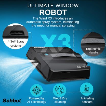 Schbot Wind X3 Window Cleaning Robot Auto Spray Smart Cleaner